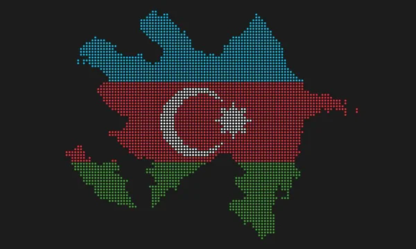 Mozaik Nokta Şeklinde Grunge Desenli Azerbaycan Noktalı Harita Bayrağı Bilgi — Stok Vektör