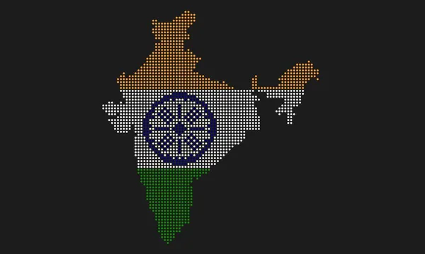 Índia Pontilhada Bandeira Mapa Com Textura Grunge Estilo Mosaico Ponto — Vetor de Stock