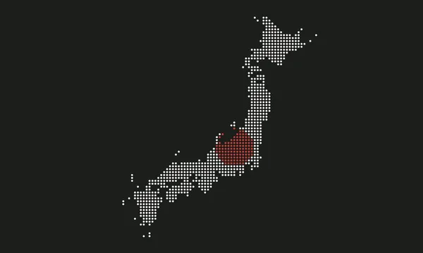 Bandera Mapa Punteada Japón Con Textura Grunge Estilo Punto Mosaico — Archivo Imágenes Vectoriales