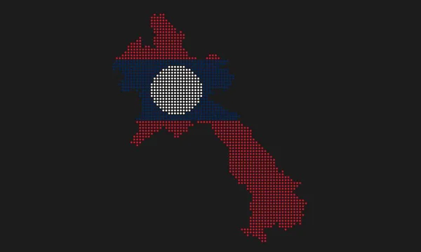 Laos Pontilhado Bandeira Mapa Com Textura Grunge Estilo Ponto Mosaico — Vetor de Stock