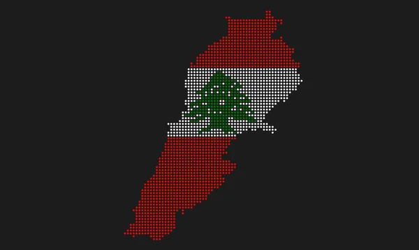 Bandera Mapa Punteada Líbano Con Textura Grunge Estilo Punto Mosaico — Archivo Imágenes Vectoriales