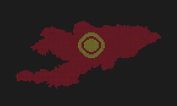 Kirghizistan Punteggiato Mappa Bandiera Con Grunge Texture Stile Dot Mosaico — Vettoriale Stock