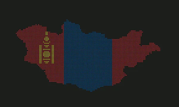 Bandera Mongolia Punteada Mapa Con Textura Grunge Estilo Punto Mosaico — Archivo Imágenes Vectoriales
