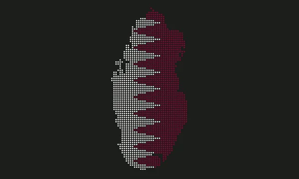 Bandeira Mapa Pontilhada Qatar Com Textura Grunge Estilo Mosaico Ponto — Vetor de Stock