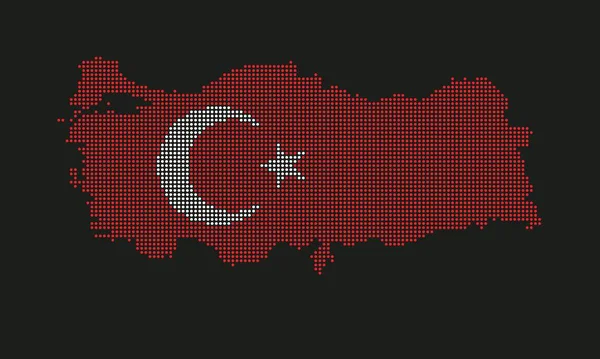 Bandera Mapa Punteada Turquía Con Textura Grunge Estilo Punto Mosaico — Archivo Imágenes Vectoriales