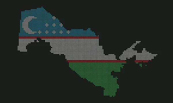 Mapa Uzbekistán Punteado Bandera Con Textura Grunge Estilo Punto Mosaico — Archivo Imágenes Vectoriales
