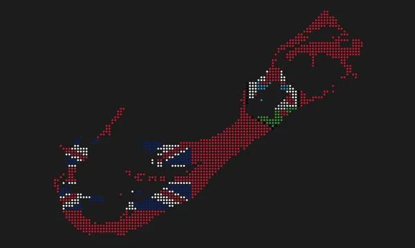 Bandeira Mapa Pontilhada Bermuda Com Textura Grunge Estilo Mosaico Abstract — Vetor de Stock
