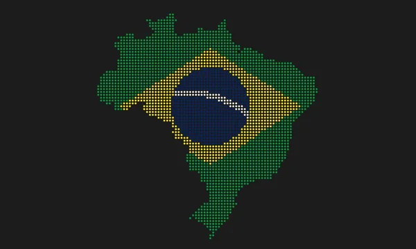 Бразилия Расставила Флаг Гранж Текстурой Стиле Мозаичных Точек Абстрактная Пиксельная — стоковый вектор
