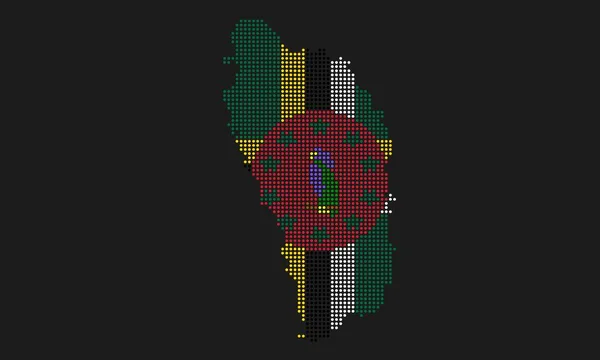 Dominica Gepunktete Karte Flagge Mit Grunge Textur Mosaik Punkt Stil — Stockvektor