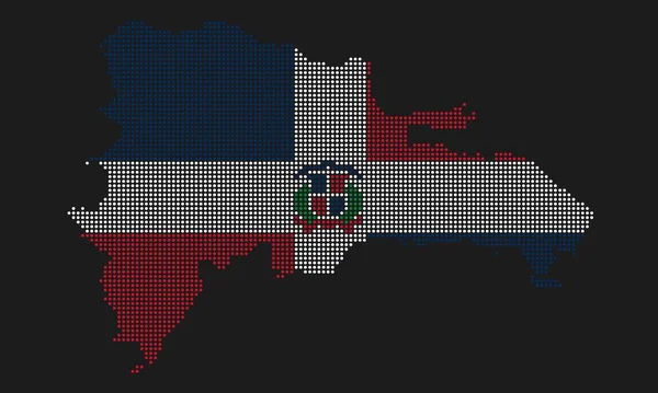 Repubblica Dominicana Bandiera Mappa Punteggiata Con Grunge Texture Stile Dot — Vettoriale Stock