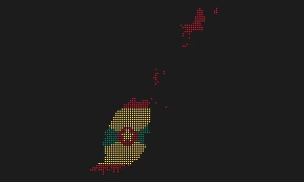 Grenada Pontilhada Bandeira Mapa Com Textura Grunge Estilo Mosaico Ponto — Vetor de Stock