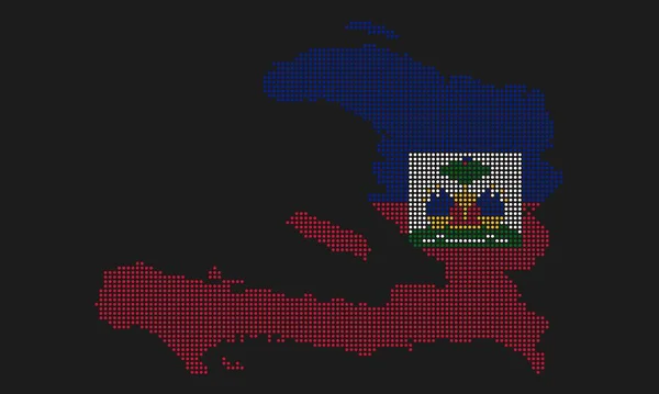 ハイチはモザイクドットスタイルでグランジな質感の地図フラグを点在させました インフォグラフィックのためのハーフトーン効果を持つ国の地図の抽象的なピクセルベクトルイラスト — ストックベクタ