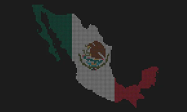Bandera Mapa Punteada México Con Textura Grunge Estilo Punto Mosaico — Archivo Imágenes Vectoriales