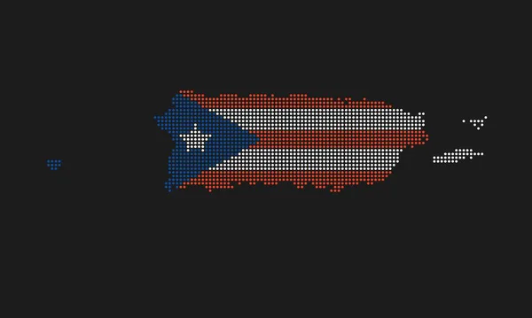 Σημαία Του Πουέρτο Ρίκο Διακεκομμένη Γκραντζ Υφή Μωσαϊκό Στυλ Τελεία — Διανυσματικό Αρχείο