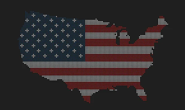 Amerikai Egyesült Államok Vagy Amerikai Egyesült Államok Pontozott Térkép Zászló — Stock Vector