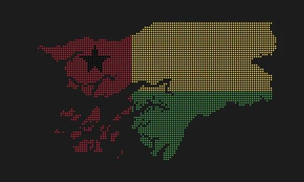 Bandiera Mappa Punteggiata Guinea Bissau Con Grunge Texture Stile Dot — Vettoriale Stock