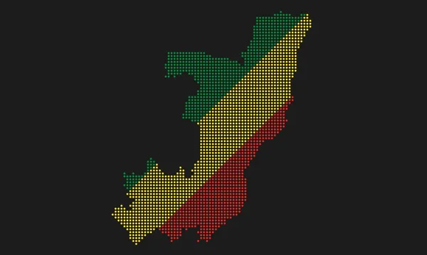 República Congo Pontilhada Bandeira Mapa Com Textura Grunge Estilo Mosaico — Vetor de Stock