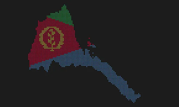 Bandeira Mapa Pontilhada Eritreia Com Textura Grunge Estilo Mosaico Abstract — Vetor de Stock