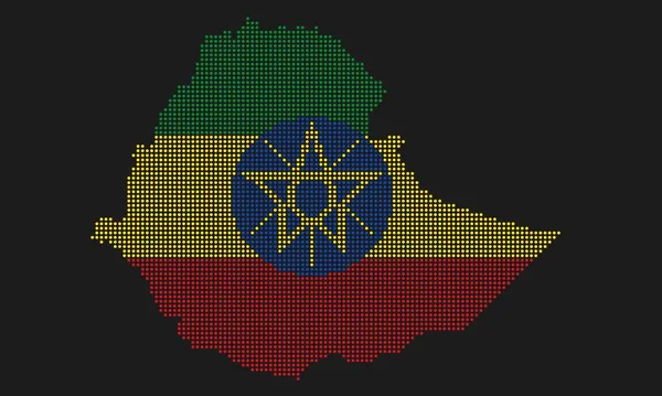 Ethiopië Gestippelde Kaart Vlag Met Grunge Textuur Mozaïek Dot Stijl — Stockvector
