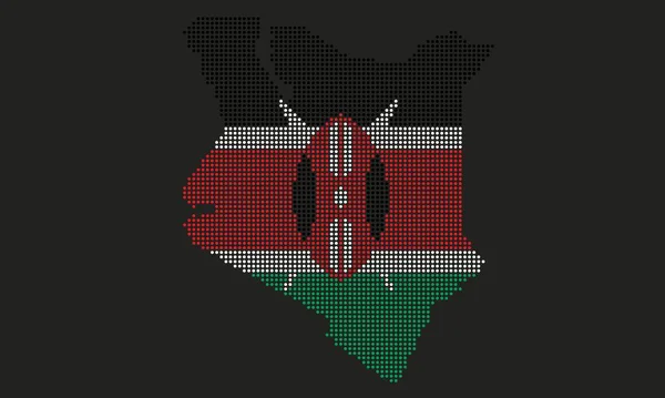 Drapeau Carte Pointillés Kenya Avec Texture Grunge Dans Style Point — Image vectorielle