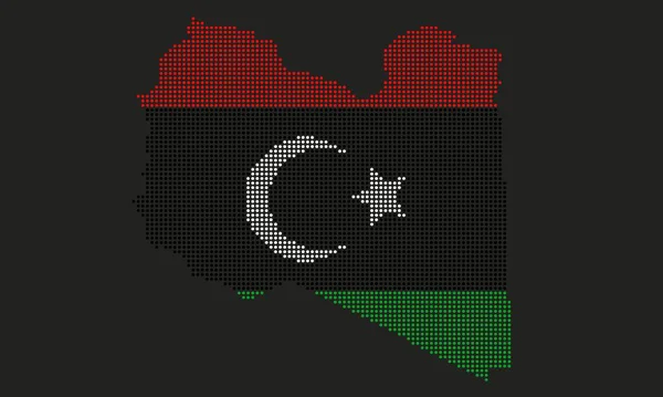 Libyen Punktierte Landkartenfahne Mit Grunge Textur Mosaik Punkt Stil Abstrakte — Stockvektor