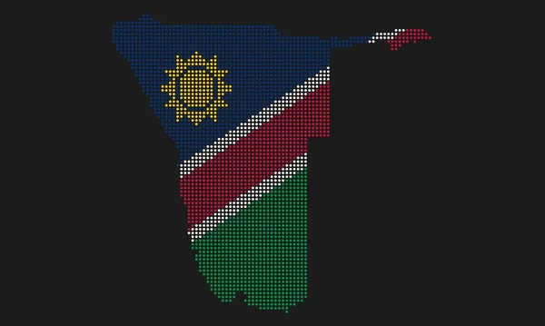 Drapeau Carte Pointillés Namibie Avec Texture Grunge Dans Style Point — Image vectorielle