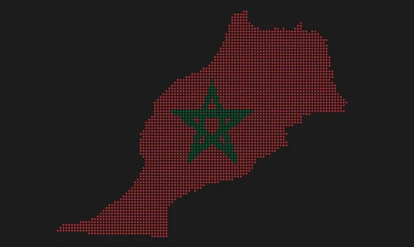Marokko Punktierte Landkartenfahne Mit Grunge Textur Mosaikpunktstil Abstrakte Pixelvektorabbildung Einer — Stockvektor