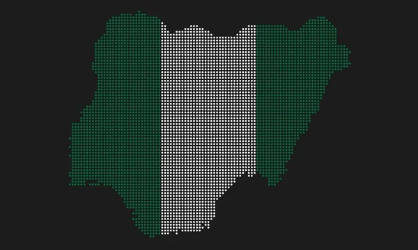 Nigeria Punktierte Landkarte Flagge Mit Grunge Textur Mosaik Punkt Stil — Stockvektor
