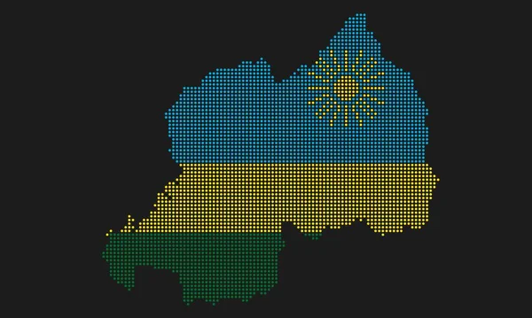 Bandera Mapa Punteada Ruanda Con Textura Grunge Estilo Punto Mosaico — Archivo Imágenes Vectoriales