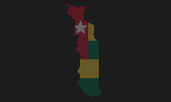 Togo Gepunktete Landkartenfahne Mit Grunge Textur Mosaikpunktstil Abstrakte Pixelvektorabbildung Einer — Stockvektor
