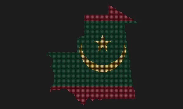 Mauretanien Punktierte Landkartenfahne Mit Grunge Textur Mosaik Punkt Stil Abstrakte — Stockvektor
