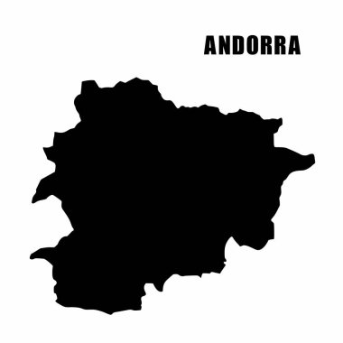 Andorra 'nın ana hat haritasının vektör çizimi. Yüksek detaylı sınır haritası. Beyaz arka planda izole edilmiş bir ülke haritasının silüeti. Bilgi ve coğrafi bilgi haritası.