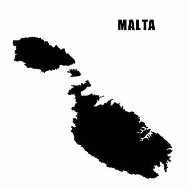 Malta 'nın ana hat haritasının vektör çizimi. Yüksek detaylı sınır haritası. Beyaz arka planda izole edilmiş bir ülke haritasının silüeti. Bilgi ve coğrafi bilgi haritası.