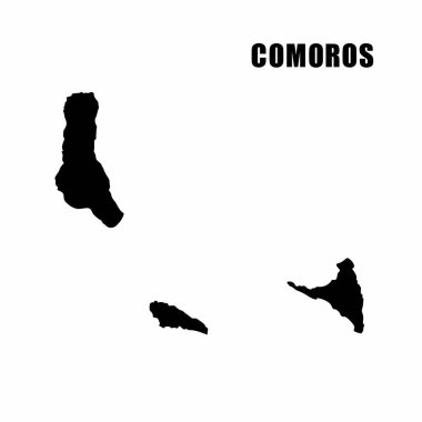 Komoros 'un ana haritasının vektör çizimi. Yüksek detaylı sınır haritası. Beyaz arka planda izole edilmiş bir ülke haritasının silüeti. Bilgi ve coğrafi bilgi haritası.