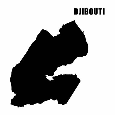 Cibuti 'nin ana haritasının vektör çizimi. Yüksek detaylı sınır haritası. Beyaz arka planda izole edilmiş bir ülke haritasının silüeti. Bilgi ve coğrafi bilgi haritası.