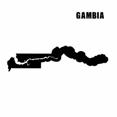 Gambiya haritasının vektör çizimi. Yüksek detaylı sınır haritası. Beyaz arka planda izole edilmiş bir ülke haritasının silüeti. Bilgi ve coğrafi bilgi haritası.