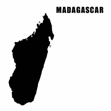 Madagaskar haritasının vektör çizimi. Yüksek detaylı sınır haritası. Beyaz arka planda izole edilmiş bir ülke haritasının silüeti. Bilgi ve coğrafi bilgi haritası.
