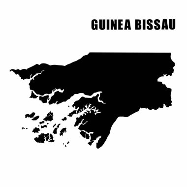 Gine Bissau 'nun ana haritasının vektör çizimi. Yüksek detaylı sınır haritası. Beyaz arka planda izole edilmiş bir ülke haritasının silüeti. Bilgi ve coğrafi bilgi haritası.