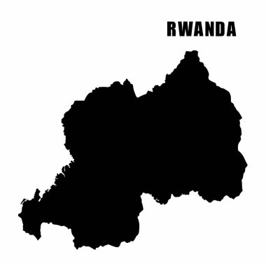 Ruanda 'nın ana haritasının vektör çizimi. Yüksek detaylı sınır haritası. Beyaz arka planda izole edilmiş bir ülke haritasının silüeti. Bilgi ve coğrafi bilgi haritası.