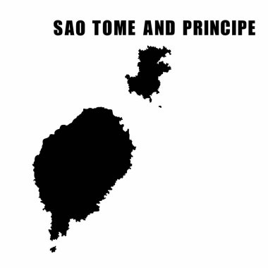 Sao Tome ve Principe 'nin ana haritasının vektör çizimi. Yüksek detaylı sınır haritası. Beyaz arka planda izole edilmiş bir ülke haritasının silüeti. Bilgi ve coğrafi bilgi haritası.