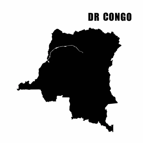 Ilustração Vetorial Mapa Contorno República Democrática Congo Mapa Fronteira Alto — Vetor de Stock