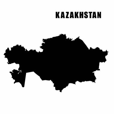 Kazakistan 'ın ana hat haritasının vektör çizimi. Yüksek detaylı sınır haritası. Beyaz arka planda izole edilmiş bir ülke haritasının silüeti. Bilgi ve coğrafi bilgi haritası.