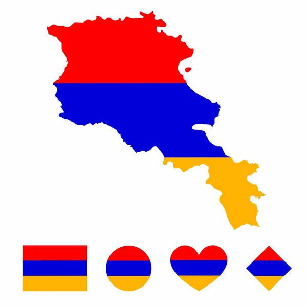 Διάνυσμα Της Αρμενίας Χάρτης Σημαία Σημαία Που Απομονώνονται Λευκό Φόντο — Διανυσματικό Αρχείο