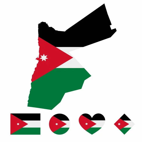 Vector Van Jordanië Kaart Vlag Met Vlag Geïsoleerd Witte Achtergrond — Stockvector