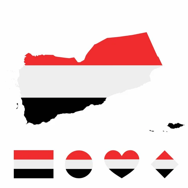 Wektor Flagi Mapy Jemenu Flagą Odizolowaną Białym Tle Kolekcja Ikon — Wektor stockowy