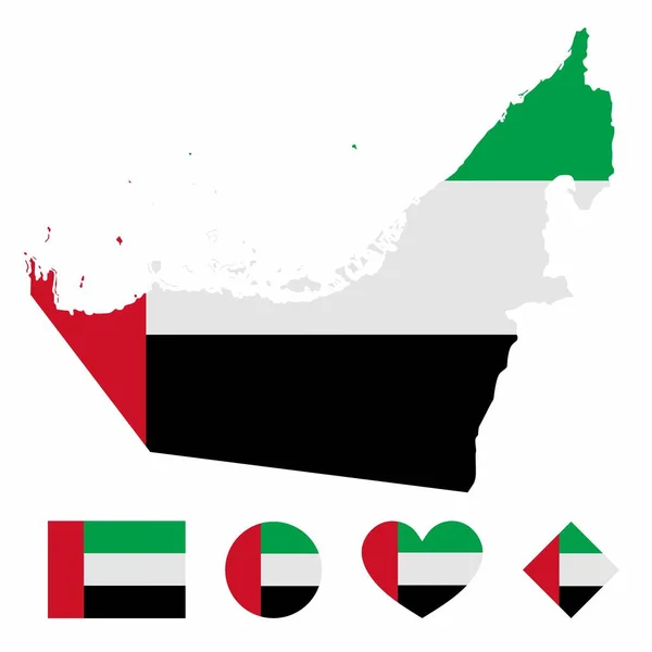 Vetor Bandeira Mapa Dos Emirados Árabes Unidos Emirados Árabes Unidos — Vetor de Stock