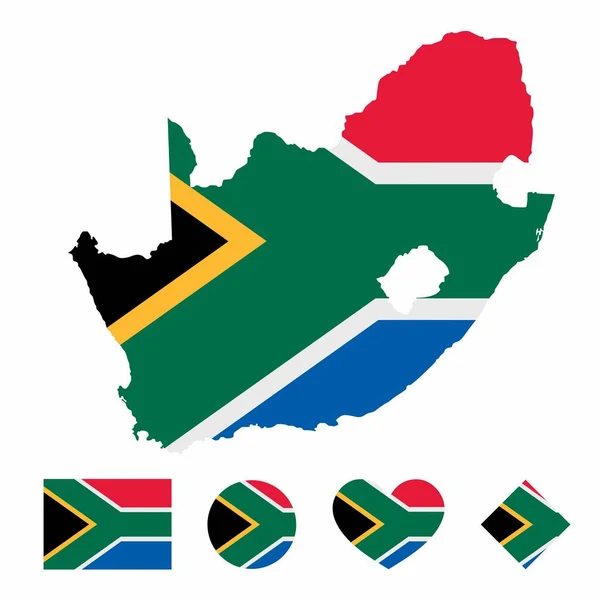 Vector South Africa Map Flag Mit Flagge Auf Weißem Hintergrund — Stockvektor