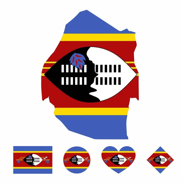 Vektor Von Swasiland Oder Swatini Karte Flagge Mit Flagge Isoliert — Stockvektor