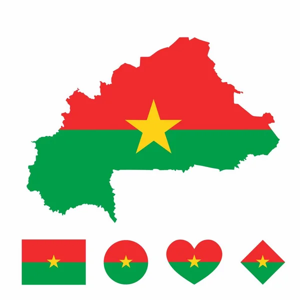 Vector Burkina Faso Mapa Bandera Con Conjunto Bandera Aislada Sobre Ilustraciones de stock libres de derechos