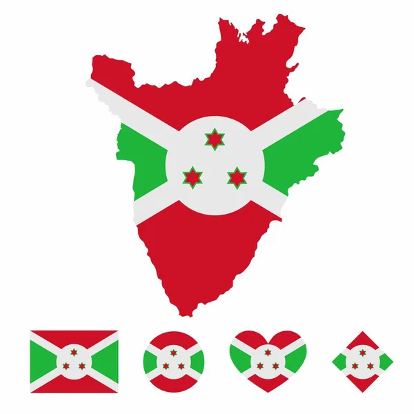 Vector Bandera Del Mapa Burundi Con Bandera Fijada Aislada Sobre Vectores de stock libres de derechos